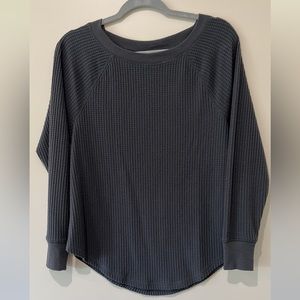 loft women’s size small gray and blue long sleeve waffle shirt